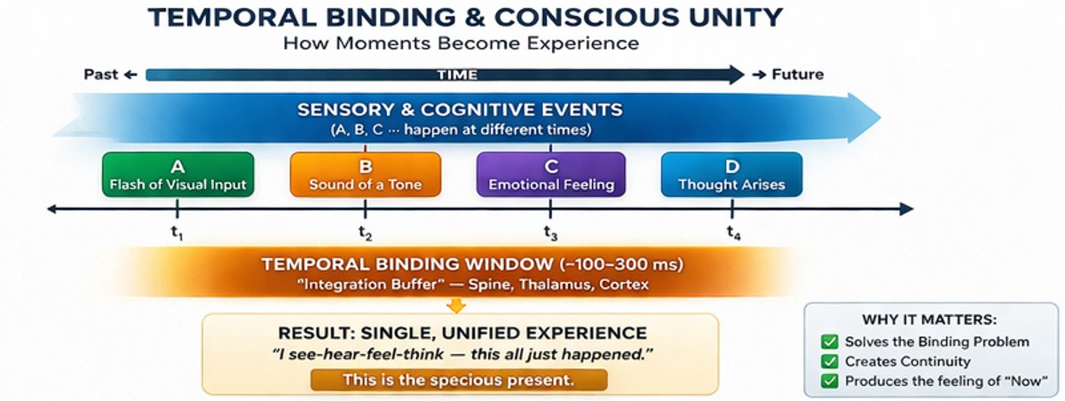 Temporal Binding and Conscious Unity. Sensory and cognitive events occurring across a ~100–300 ms wi